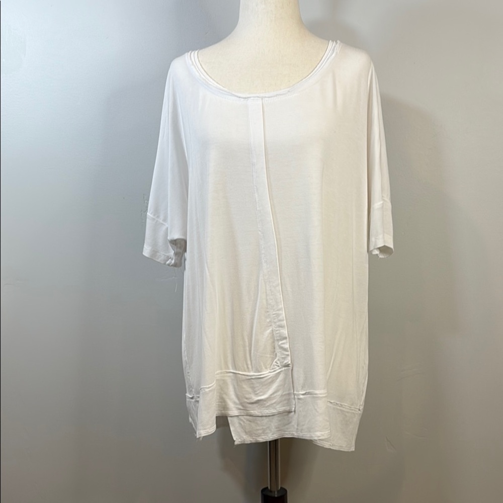Bordeaux White Relaxed Asymmetrical T-Shirt